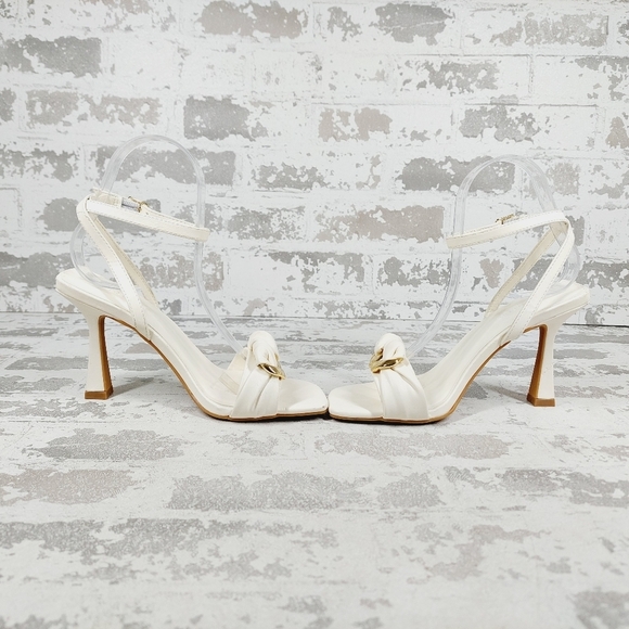 New Open Edit Kenni Ivory Gold Chain Ankle Strap Sandals W1003 - Picture 7 of 15